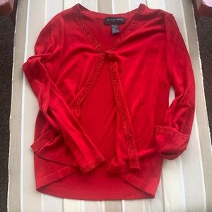 Beaded cardigan with hook closure